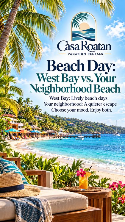 Sample vertical post comparing a lively beach with a quiet neighborhood beach